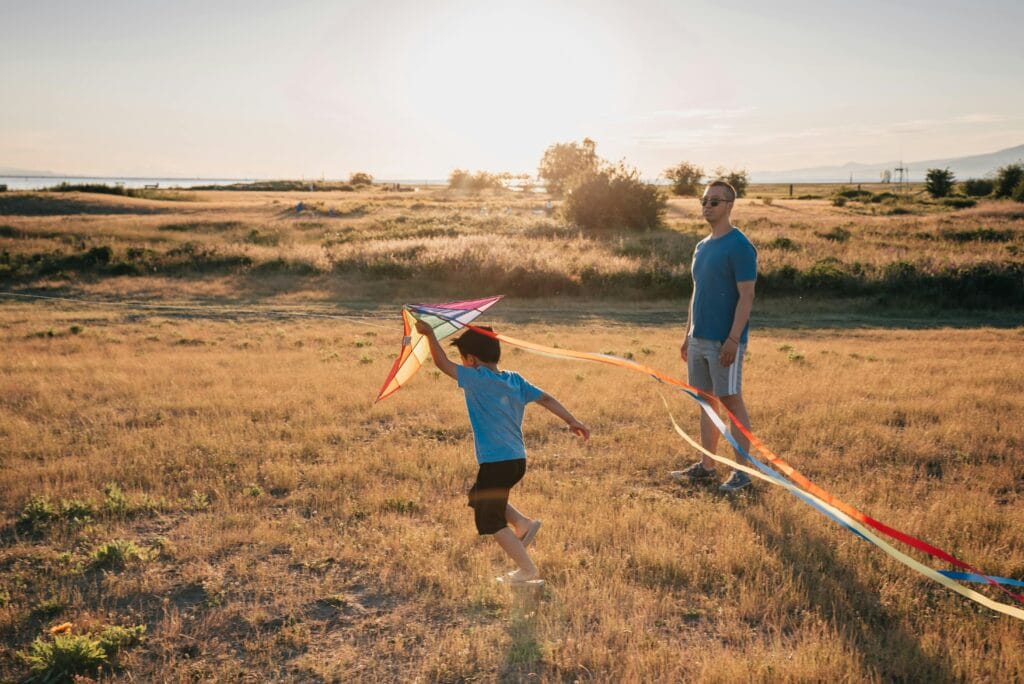 Family outdoor fitness activities for kids outdoor Races for Kite Flying and Running