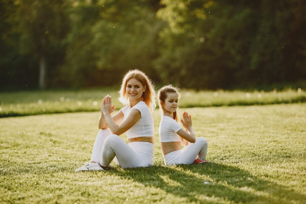 Family outdoor fitness activities for kids outdoor Yoga in the Park with the Family